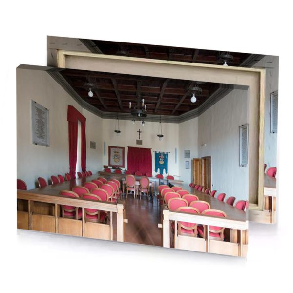 a long wooden table burgundy canvas - Image 4