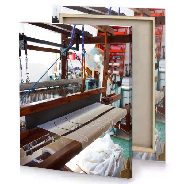 a machine is working on piece of fabric bistre canvas - Image 4