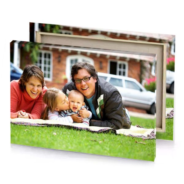a man and two girls laying on blanket white smoke canvas - Image 4