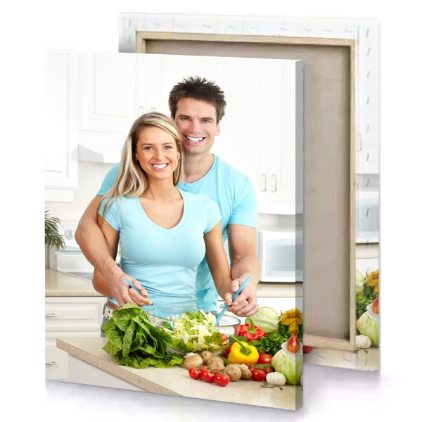 a man and woman in kitchen white smoke canvas - Image 4