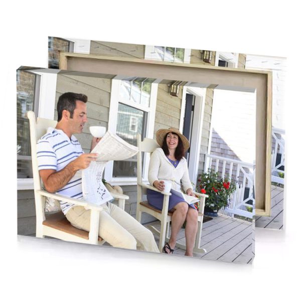 a man and woman sitting on porch linen canvas - Image 4