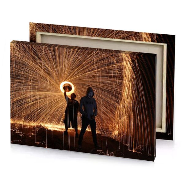 a man and woman standing in front of fire copper canvas - Image 4