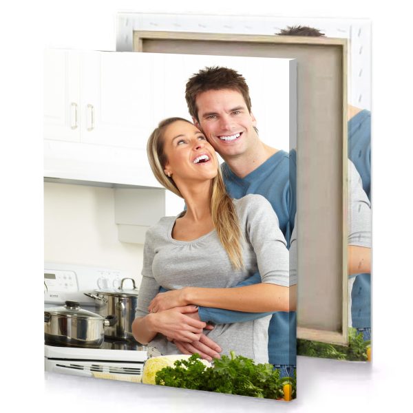 a man and woman standing in kitchen white smoke canvas - Image 4