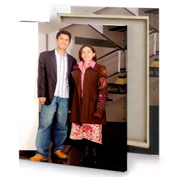 a man and woman standing next to each other people smoky black canvas - Image 4