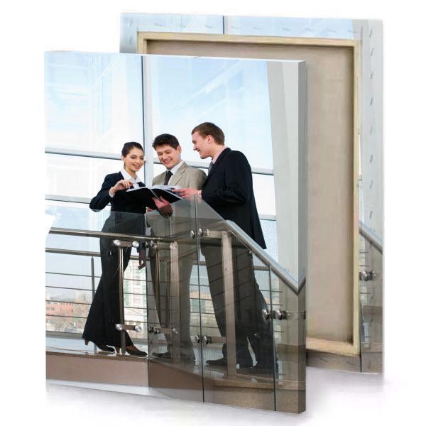 a man and woman standing on stair lavender canvas - Image 4