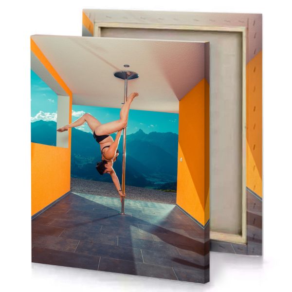 a woman doing handstant on pole blue sapphire canvas - Image 4