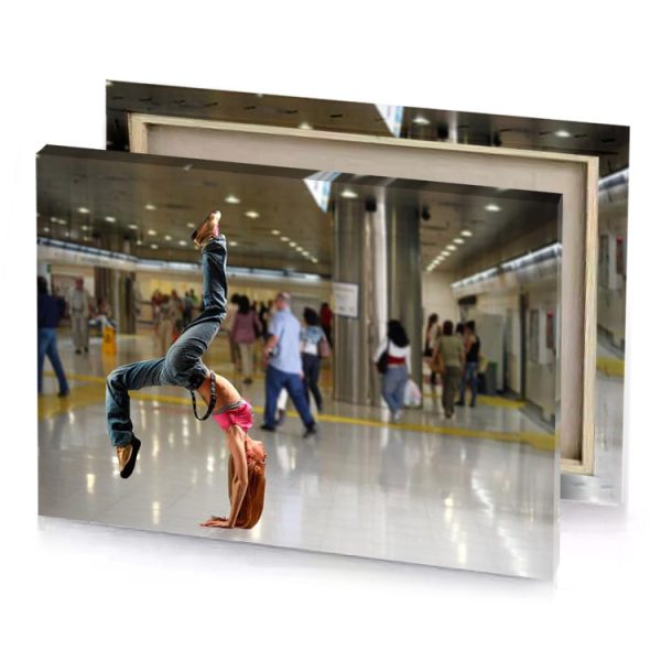 a man doing handstant on skateboard light steel blue canvas - Image 4