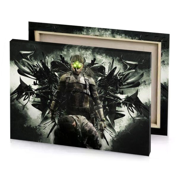 a man in armor with sword and large green eye bistre canvas - Image 4