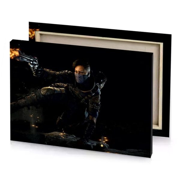 a man in black suit holding gun smoky canvas - Image 4