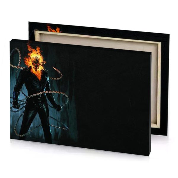 a man in black suit with fire on his head smoky canvas - Image 4
