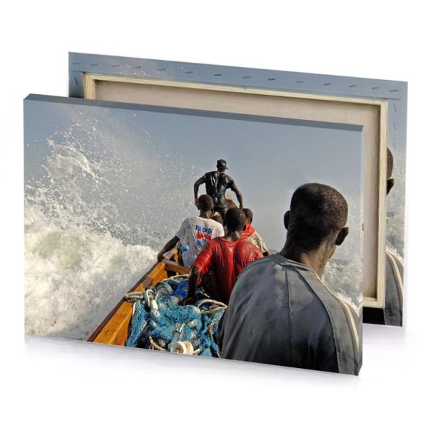 a man in boat with bunch of fish burgundy canvas - Image 4