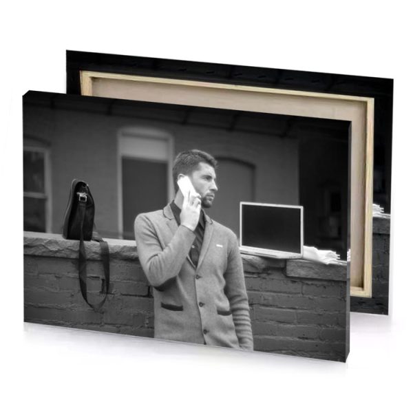 a man in coat talking on cell charcoal canvas - Image 4