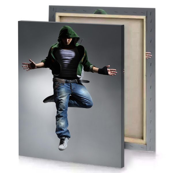 a man in green hoodie jumping the air smoky black canvas - Image 4