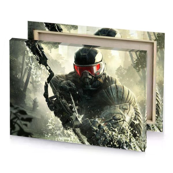 a man in helmet and rifle smoky black canvas - Image 4