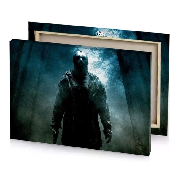 a man in hoodedy costume standing the woods charcoal canvas - Image 4