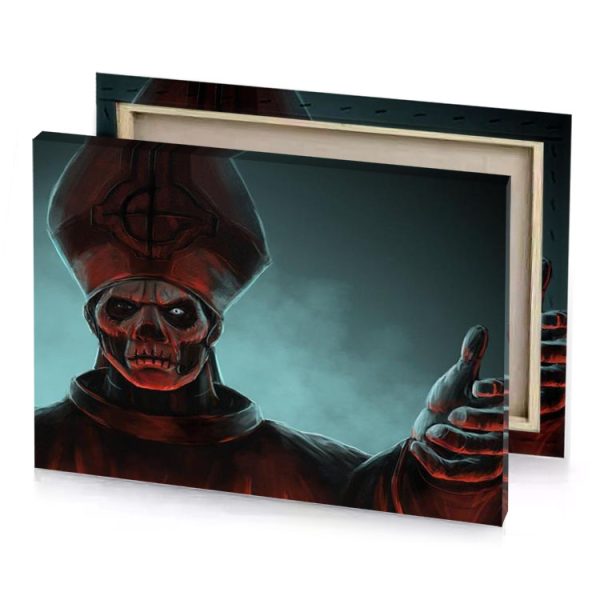 a man in red hood and black with on his cadet blue canvas - Image 4