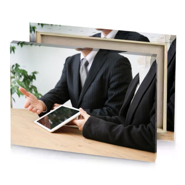 a man in suit and tie holding tablet smoky black canvas - Image 4