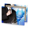 a man in suit and tie is holding business graph smoky black canvas - Image 4