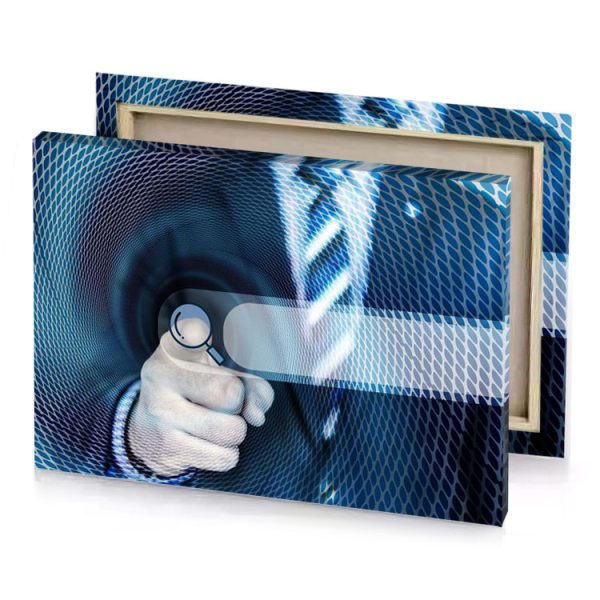 a man in suit and tie is looking through tunnel light steel blue canvas - Image 4