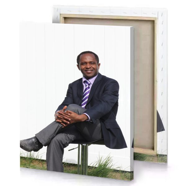 a man in suit and tie sitting on chair white smoke canvas - Image 4
