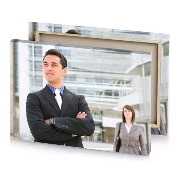 a man in suit and tie standing front of building platinum canvas - Image 4