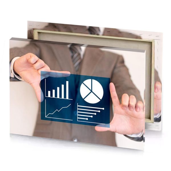 a man in suit holding business card prussian blue canvas - Image 4