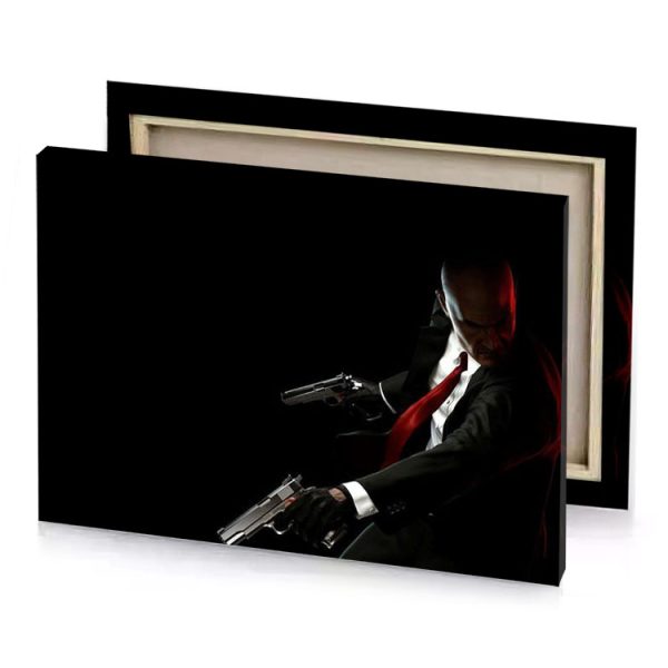 a man in suit holding gun smoky black canvas - Image 4