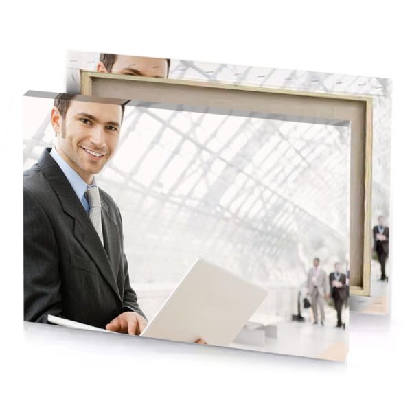 a man in suit holding laptop linen canvas - Image 4