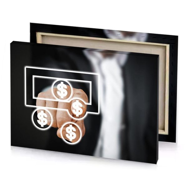 a man in suit holding tablet with dollar symbol on rosy brown canvas - Image 4