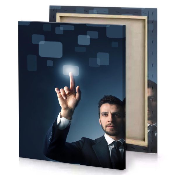 a man in suit is holding light smoky black canvas - Image 4