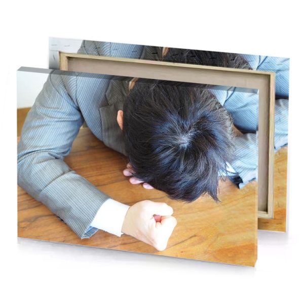 a man in suit is sitting on table light steel blue canvas - Image 4