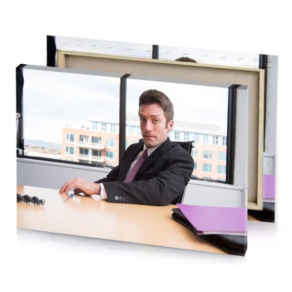 a man in suit sitting at desk white smoke canvas - Image 4