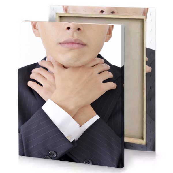 a man in suit with his hands on neck charcoal canvas - Image 4