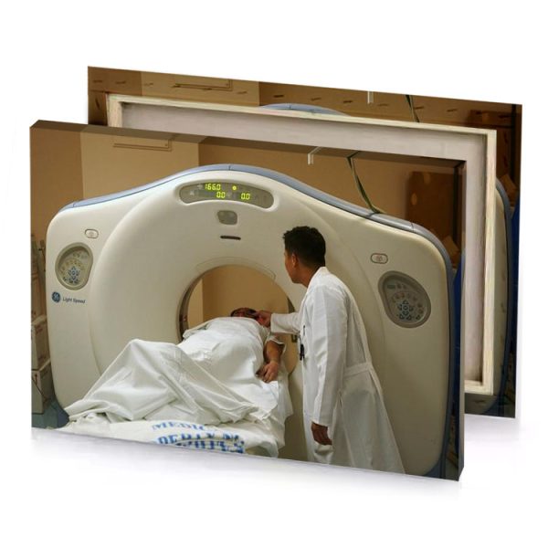 a man in white lab coat is mri mountbatten pink canvas - Image 4