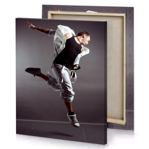 a man in white shirt and gray pants is doing dim canvas - Image 4