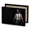 a man in white shirt and tie holding gun gray canvas - Image 4