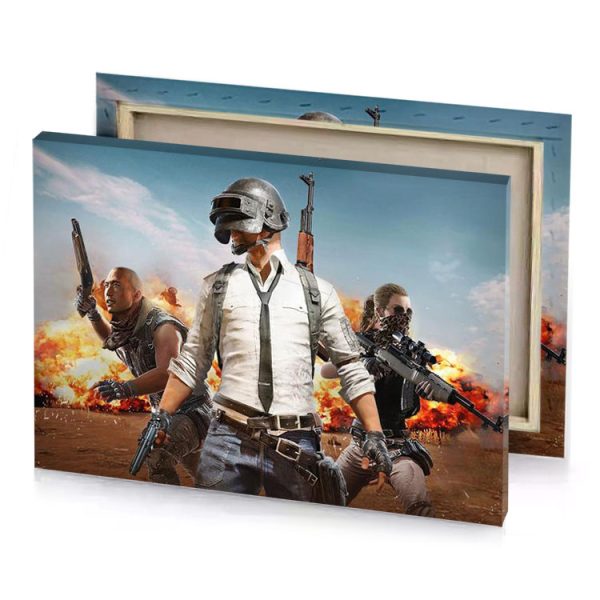 a man in white shirt and tie holding two guns linen canvas - Image 4