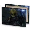 a man in yellow helmet holding gun bistre canvas - Image 4