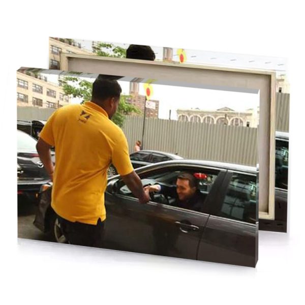 a man in yellow shirt is getting into car sienna canvas - Image 4
