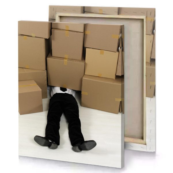 a man is hiding behind pile of boxes camouflage green canvas - Image 4