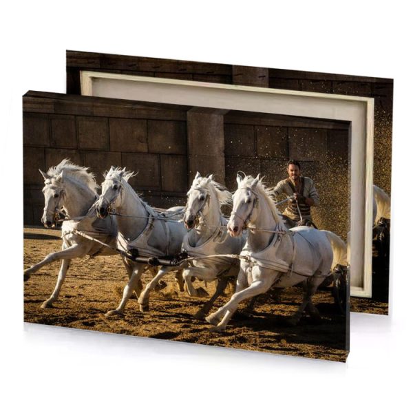 a man is riding white horse camouflage green canvas - Image 4