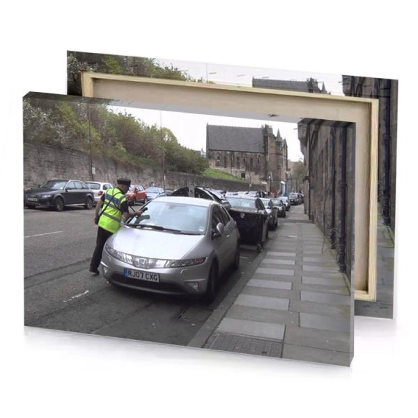 a man is trying to get into car light steel blue canvas - Image 4