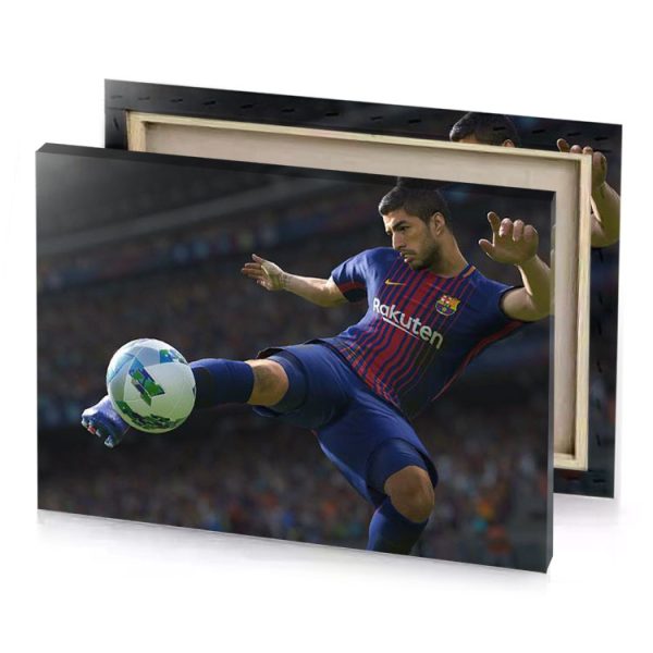 a man kicking soccer ball in stadium bistre canvas - Image 4