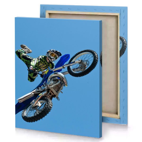 a man on motorcycle doing trick zaffre canvas - Image 4