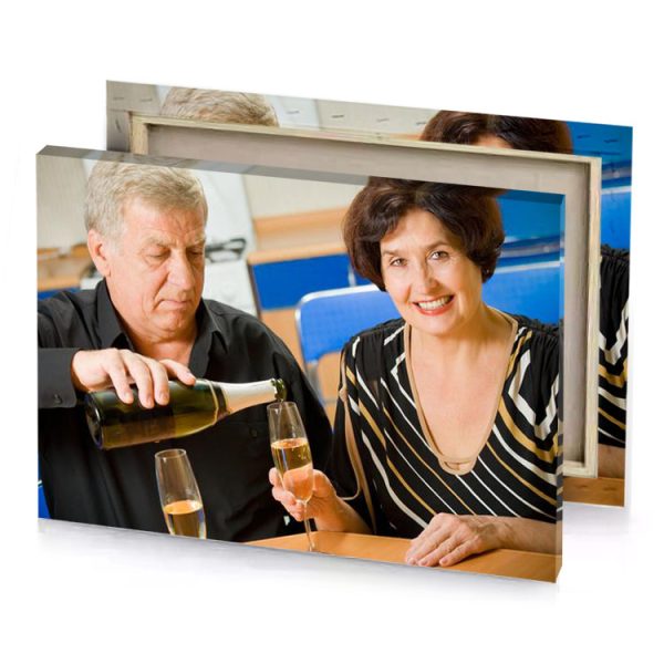 a man pouring glass of wine to woman smoky black canvas - Image 4
