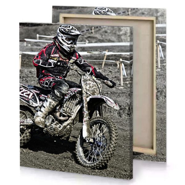 a man riding dirt bike on track smoky black canvas - Image 4