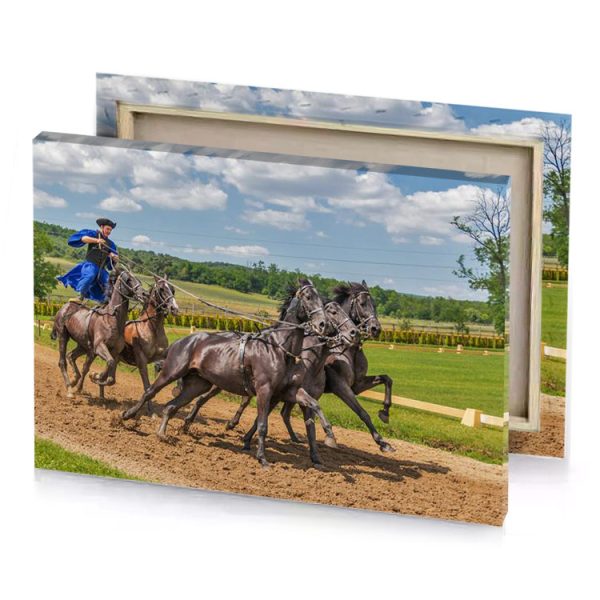 a man riding horse with bunch of horses bistre canvas - Image 4