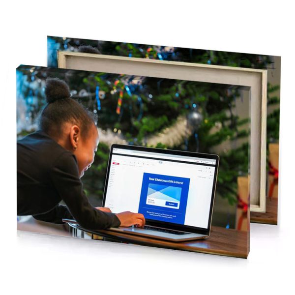 a man sitting at table with laptop cobalt blue canvas - Image 4