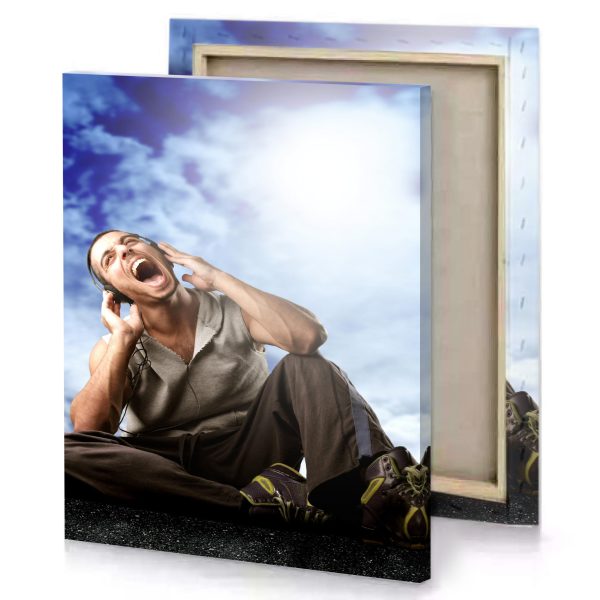 a man sitting on the ground light steel blue canvas - Image 4