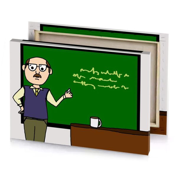 a man standing in front of blackboard dark green canvas - Image 4